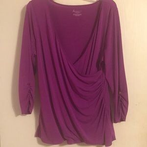 Purple top with gold buttons